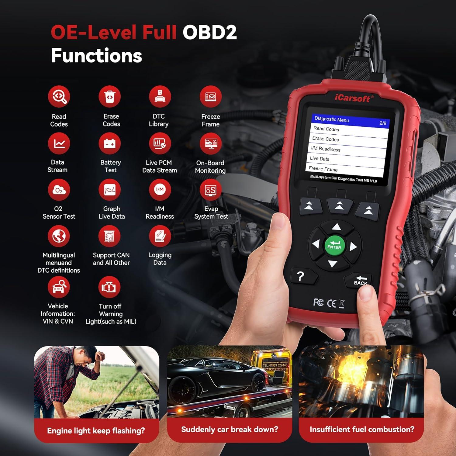 Escáner OBD2 iCarsoft MB V1.0 para Benz y Smart