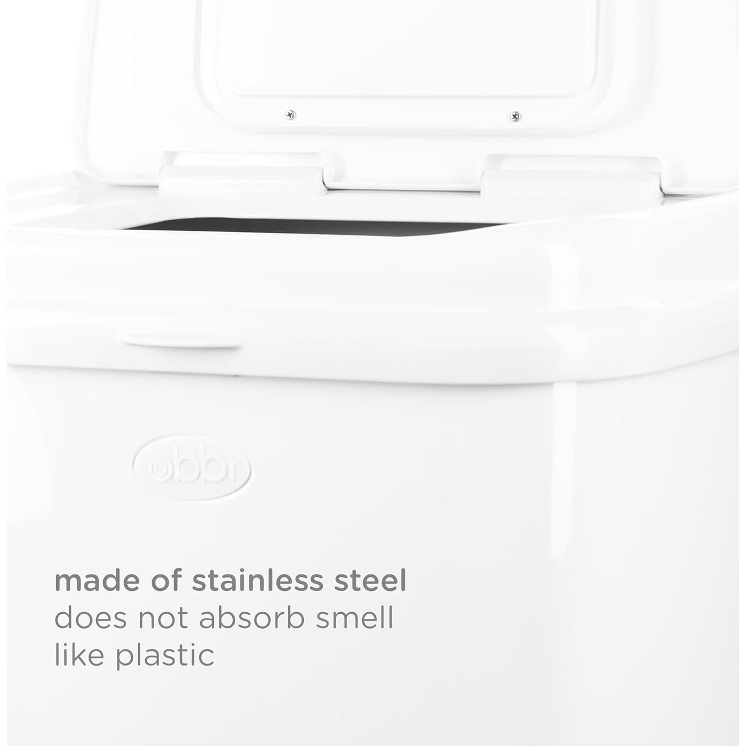 Cubo de Pañales para Adultos Ubbi, Acero Inoxidable Blanco, 49.2L