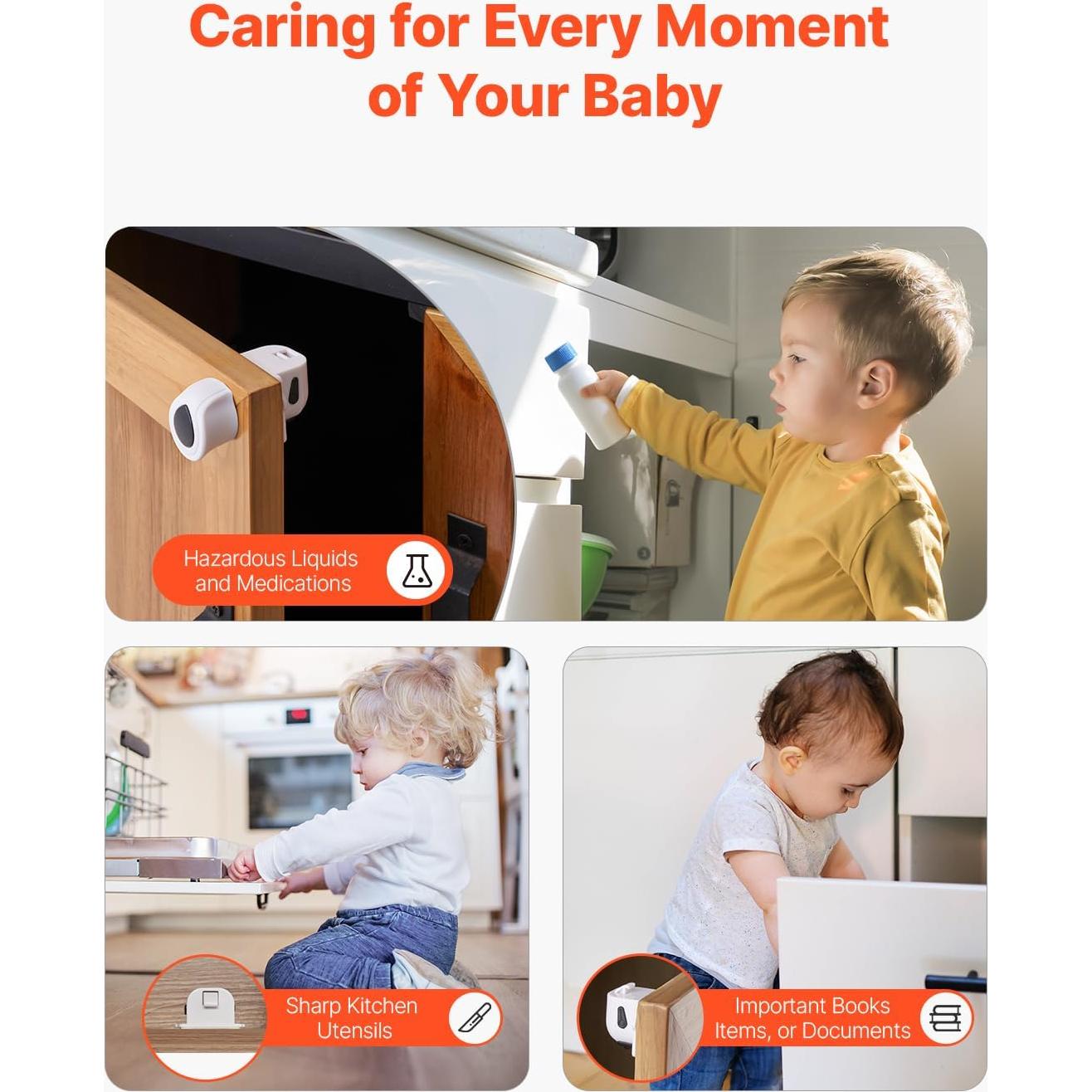 Cerraduras Magnéticas de Seguridad VEVOR para Niños - 20 Paquetes