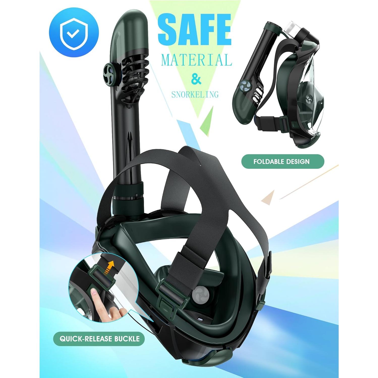 Máscara de Snorkel Greatever G2 Cara Completa Antifugas 180°