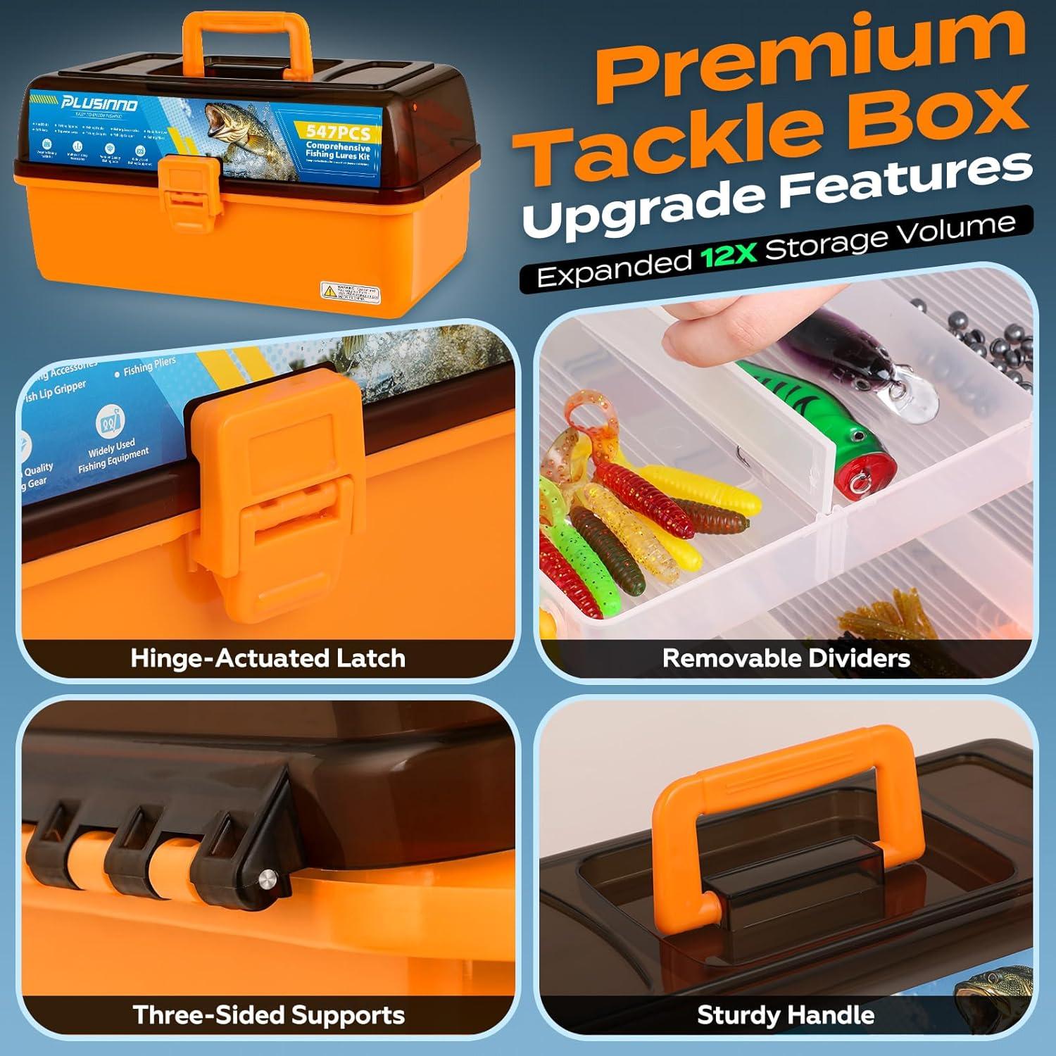Caja de Pesca PLUSINNO 4 Capas con 547 Accesorios - Naranja