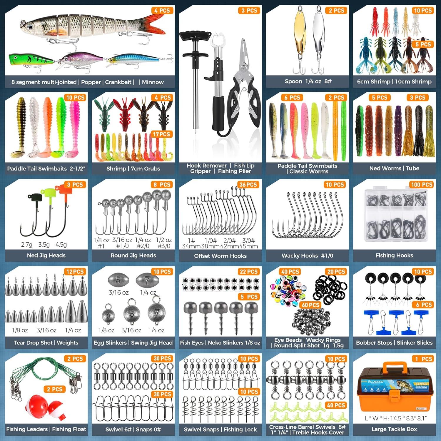 Caja de Pesca PLUSINNO 4 Capas con 547 Accesorios - Naranja