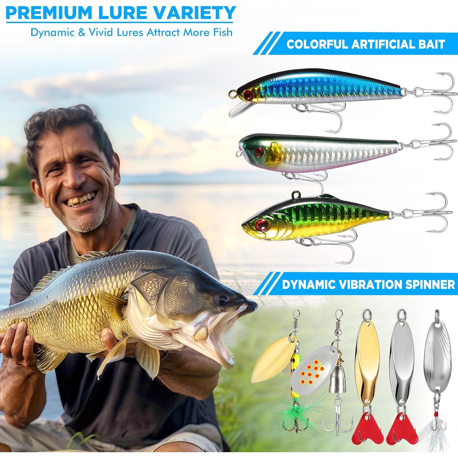 Kit de Cebo de Pesca PLUSINNO 137 Piezas Accesorios Bass