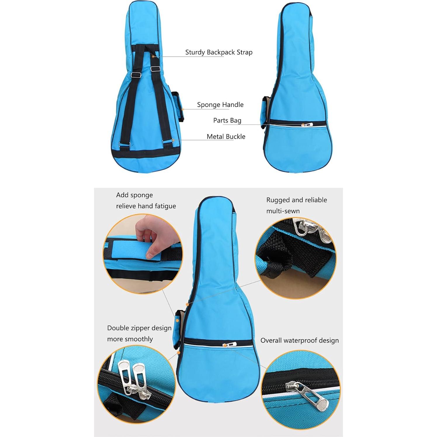 Funda Impermeable para Ukulele Soprano 21" Algodón Negro