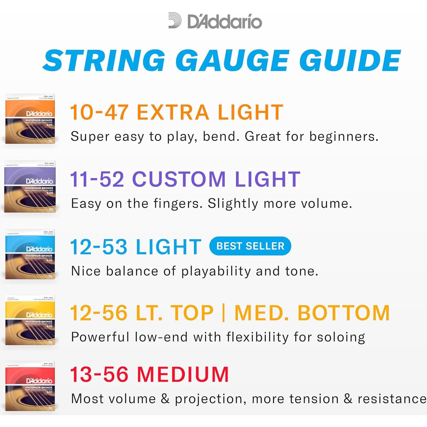 Cuerdas de guitarra acústica D'Addario EJ16-3D 12-53 Ligera 3-Pack