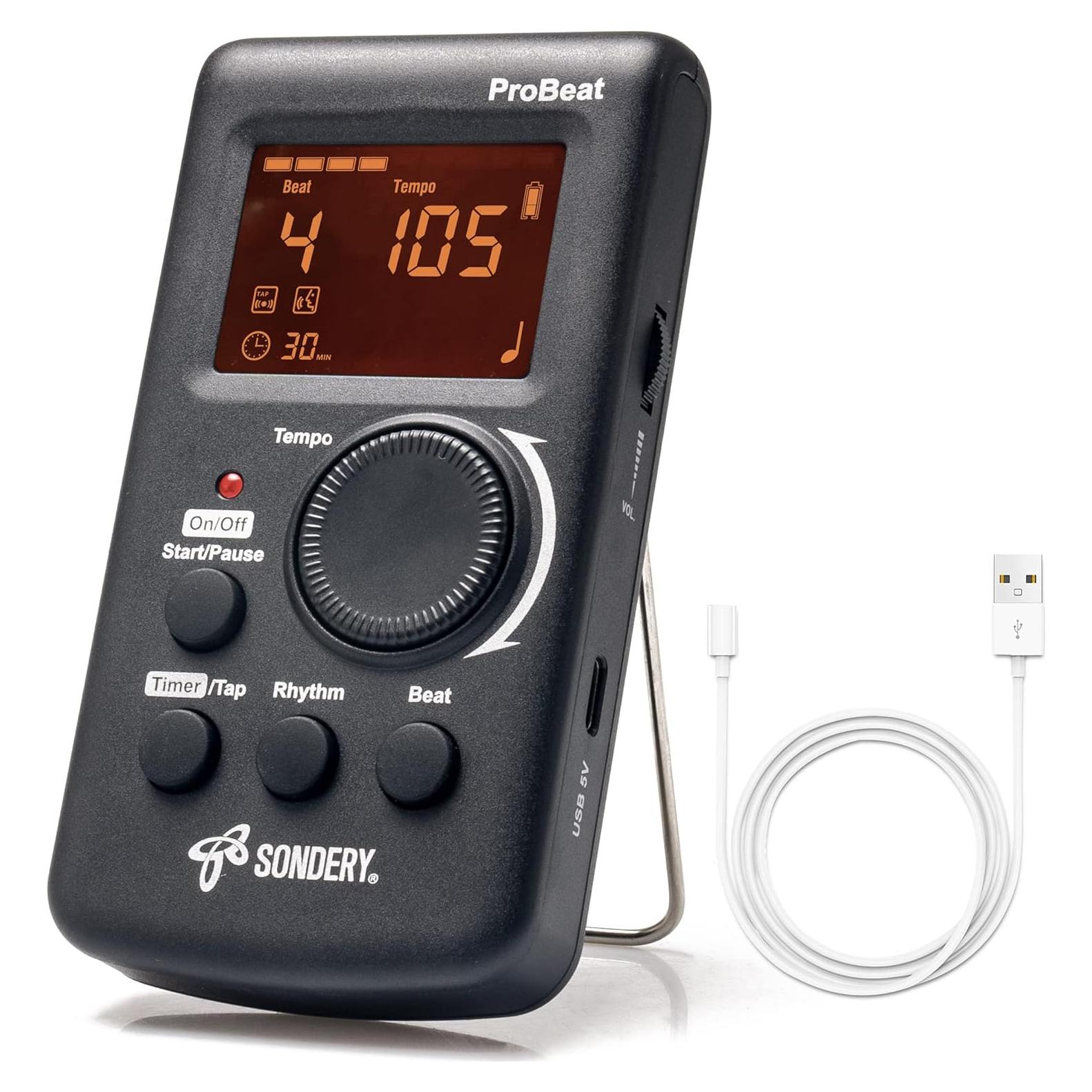 Metrónomo Digital Sondery ProBeat Recargable con Conteo Vocal