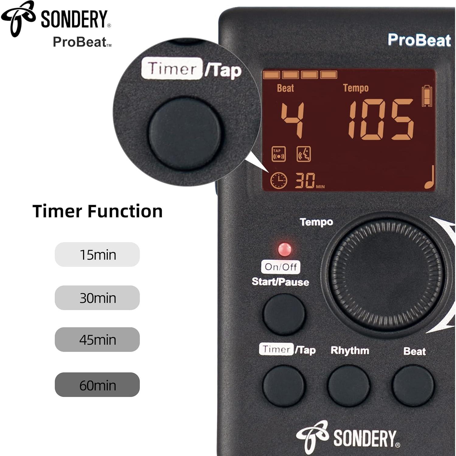 Metrónomo Digital Sondery ProBeat Recargable con Conteo Vocal