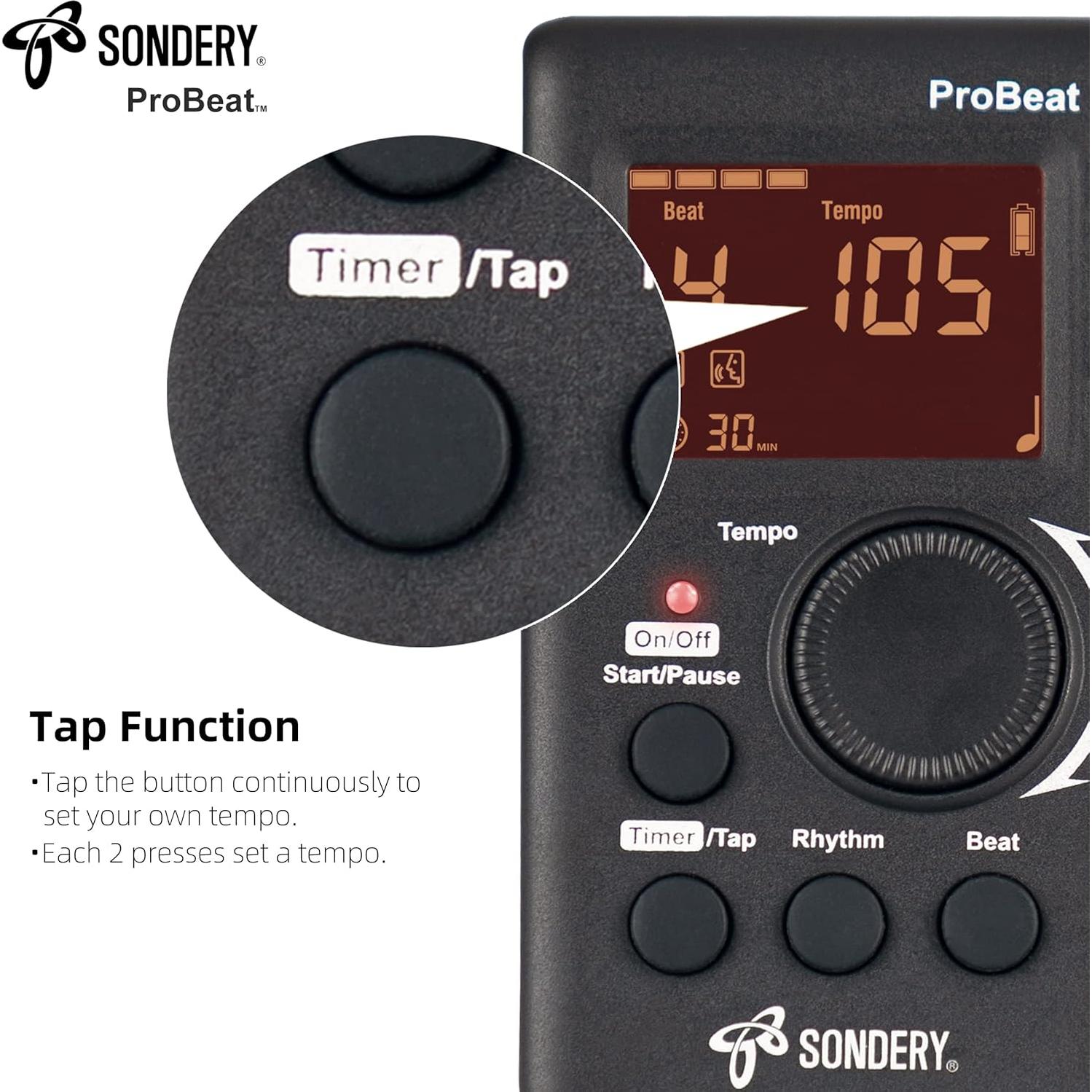 Metrónomo Digital Sondery ProBeat Recargable con Conteo Vocal
