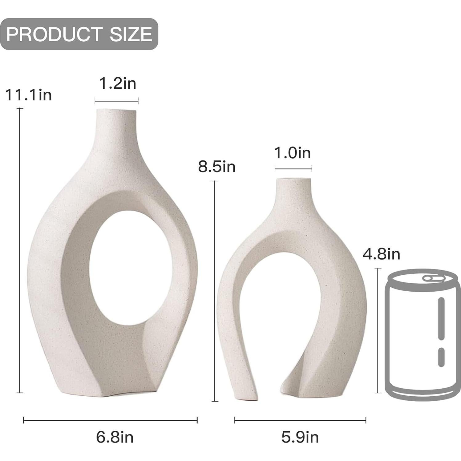 Juego de Jarrones de Cerámica Lvases 2 Piezas Estilo Boho 17.3 cm