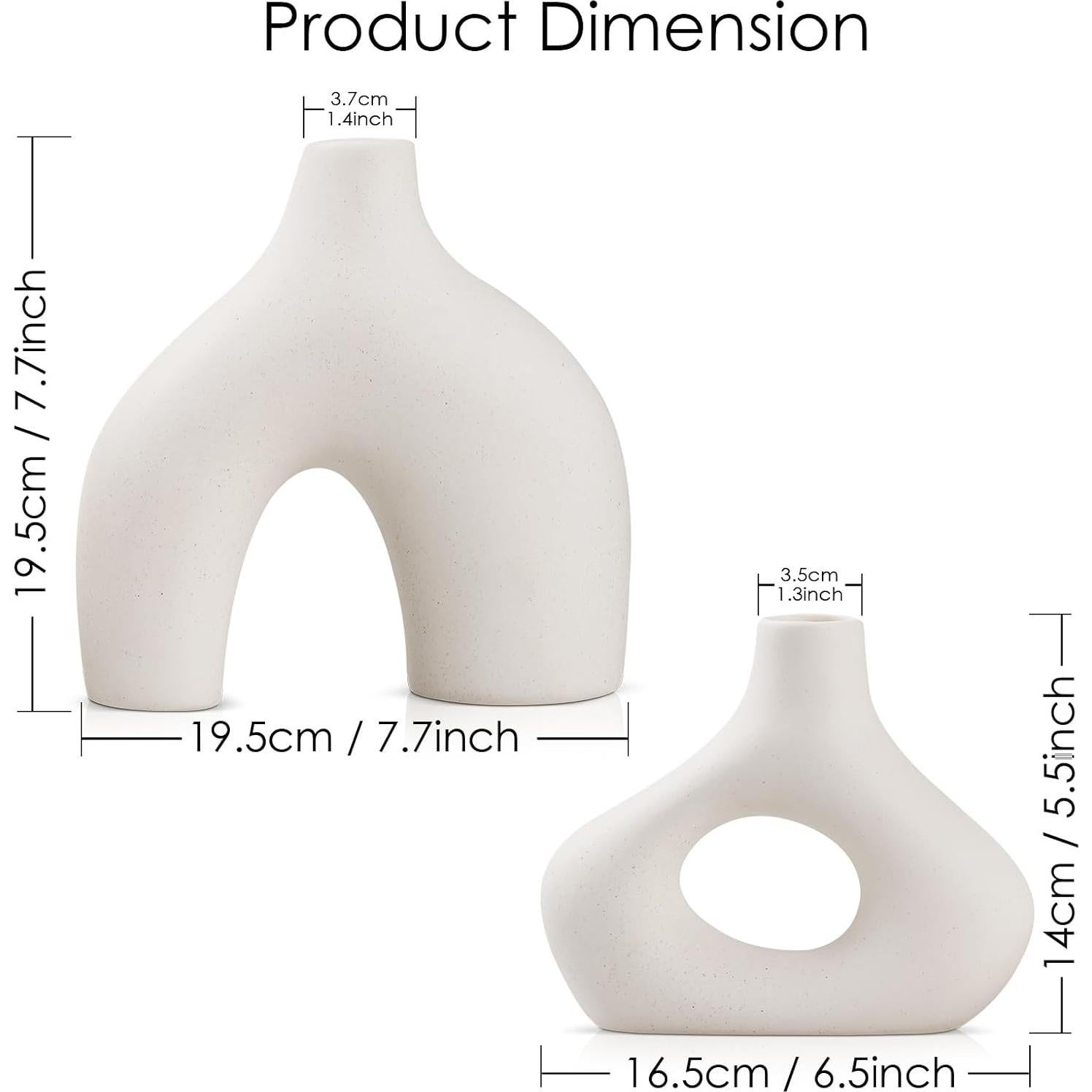 Juego de 2 Jarrones de Cerámica Blanca Sorfity - Estilo Minimalista