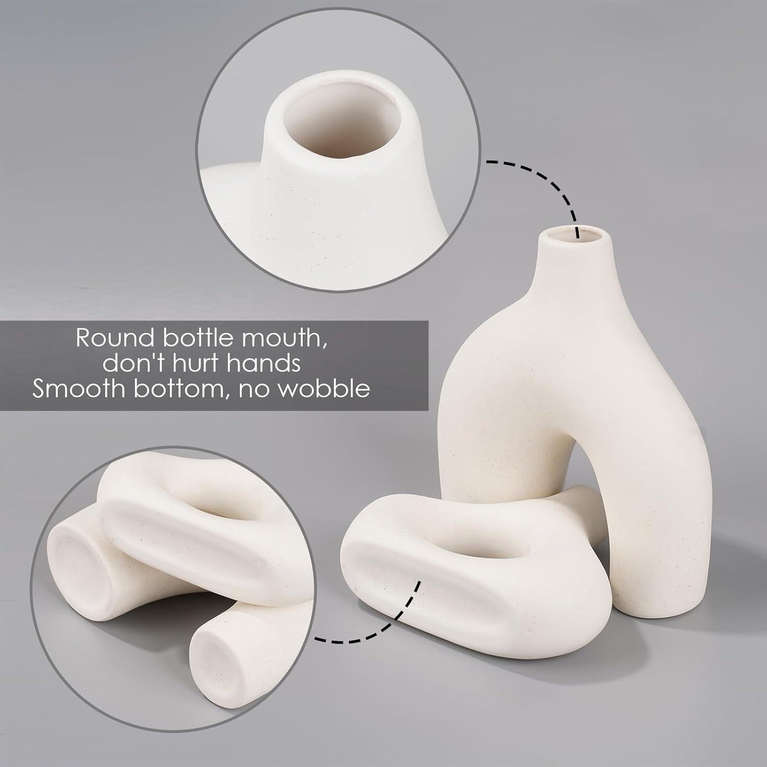 Juego de 2 Jarrones de Cerámica Blanca Sorfity - Estilo Minimalista