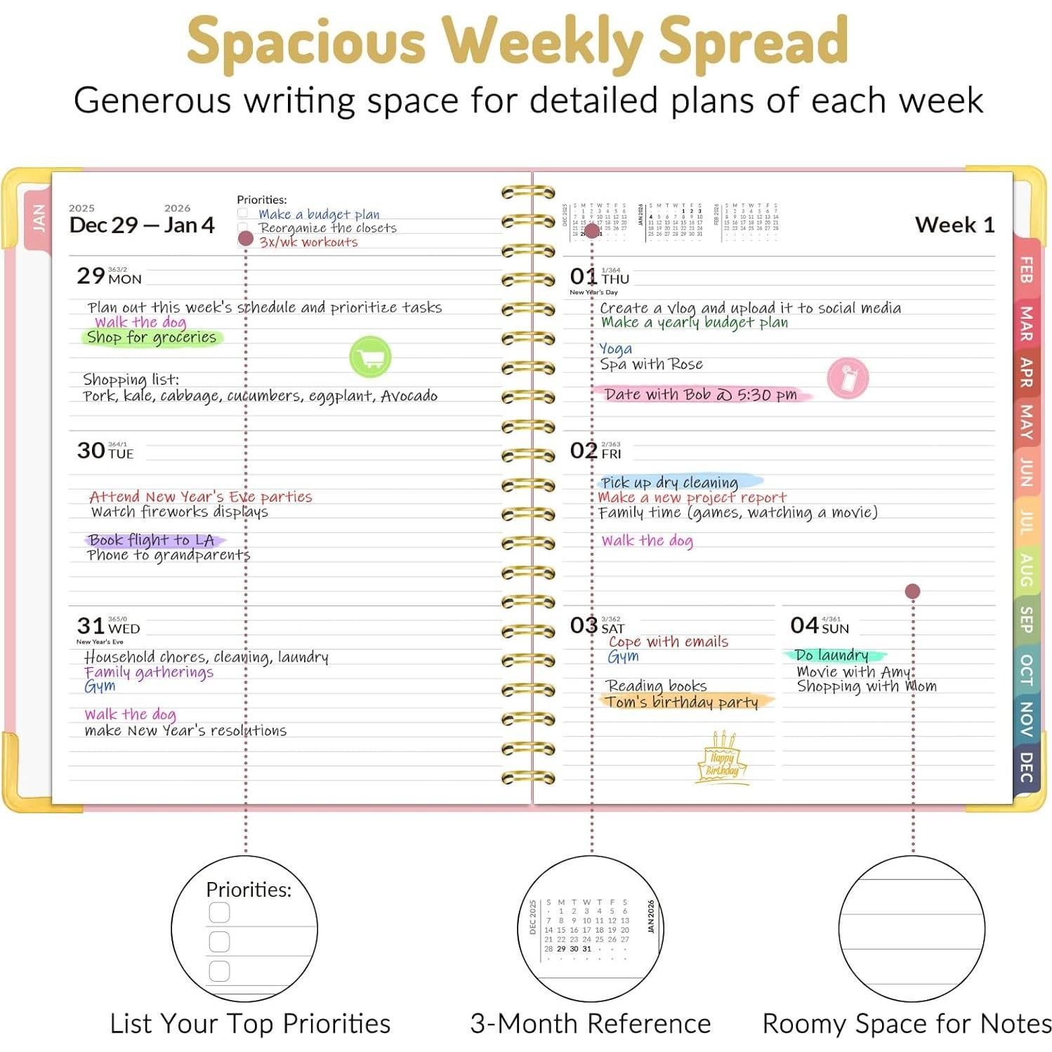 Planificador 2026 Forvencer Tapa Dura Rosa 21.6x27.9 cm