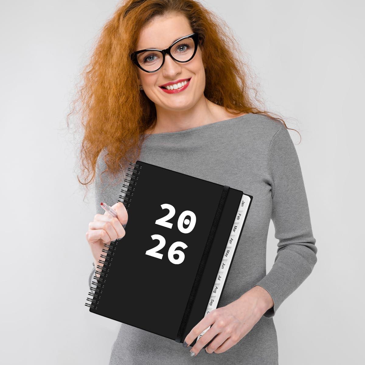 Planificador 2026 Heveboik A4 Negro con 12 Pestañas