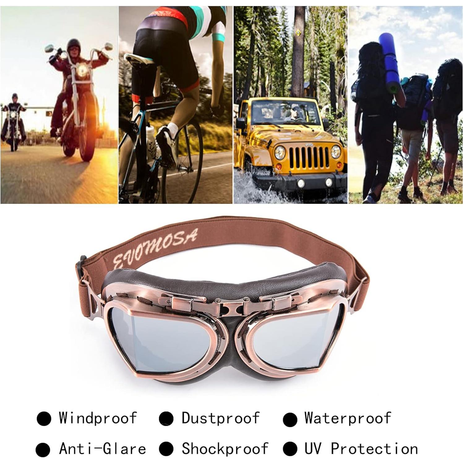 Gafas de Motocicleta Evomosa MG55 Vintage Anti Vaho