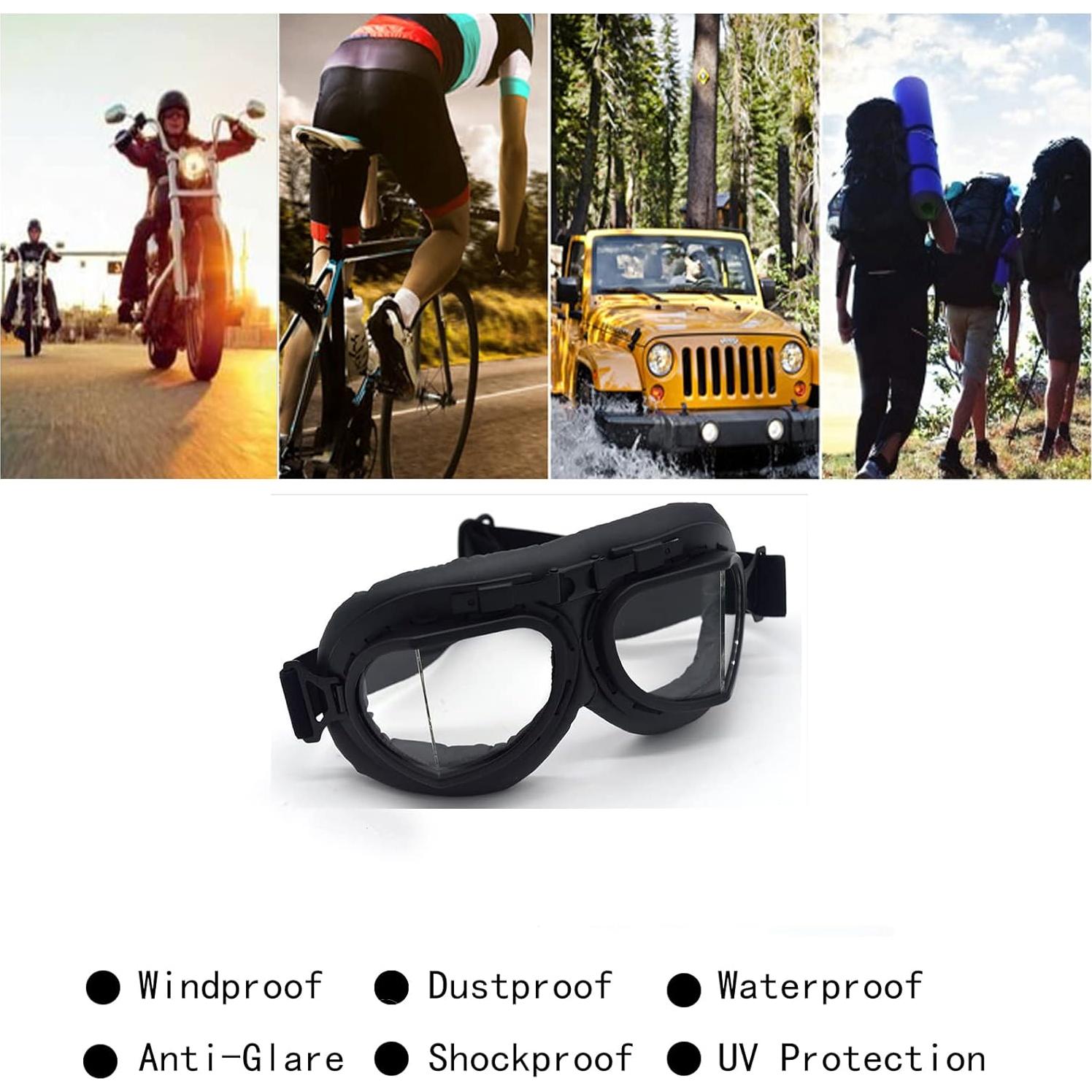 Gafas de Motocicleta Evomosa Vintage UV Antiempañante