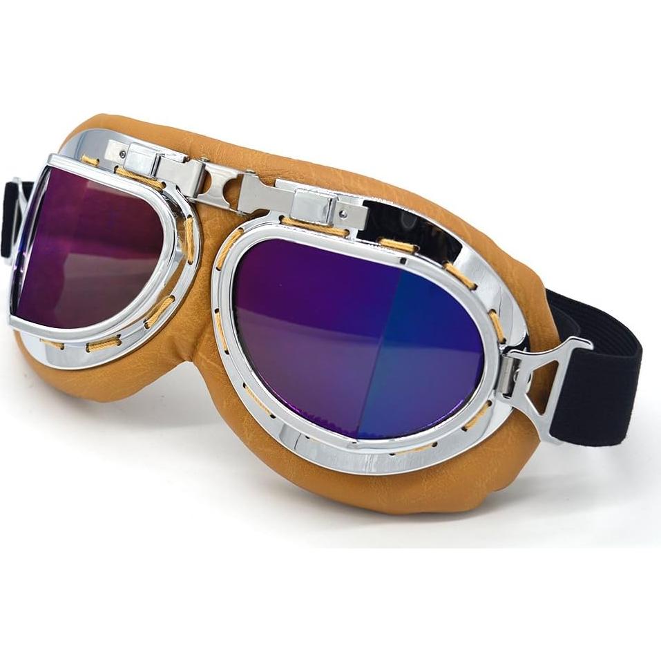 Gafas de Motocicleta Evomosa MG55 Plata Lente Azul Antiniebla