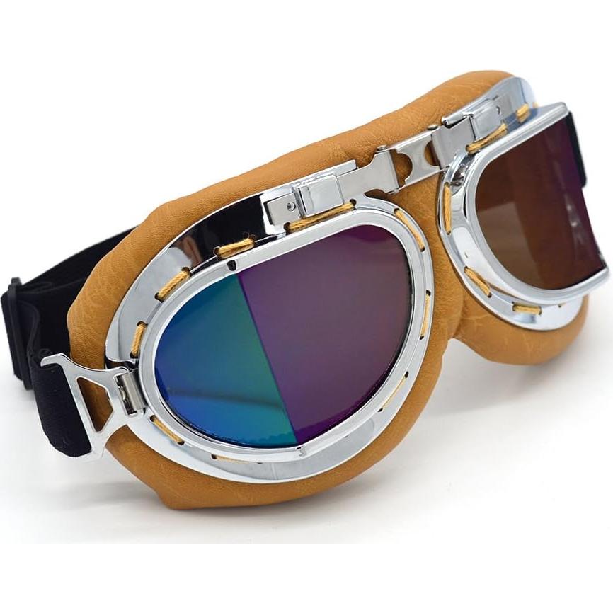 Gafas de Motocicleta Evomosa MG55 Plata Lente Azul Antiniebla