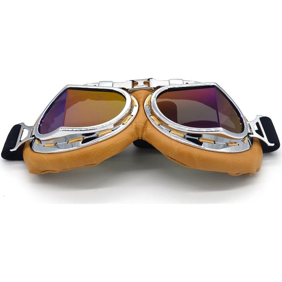 Gafas de Motocicleta Evomosa MG55 Plata Lente Azul Antiniebla