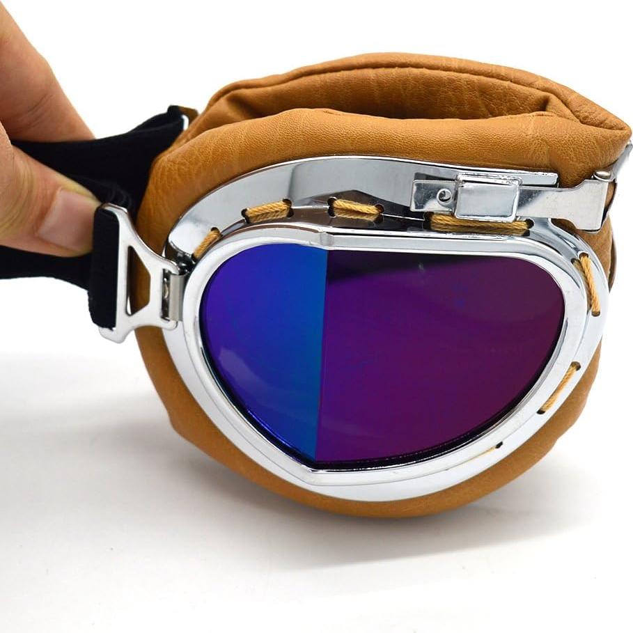 Gafas de Motocicleta Evomosa MG55 Plata Lente Azul Antiniebla