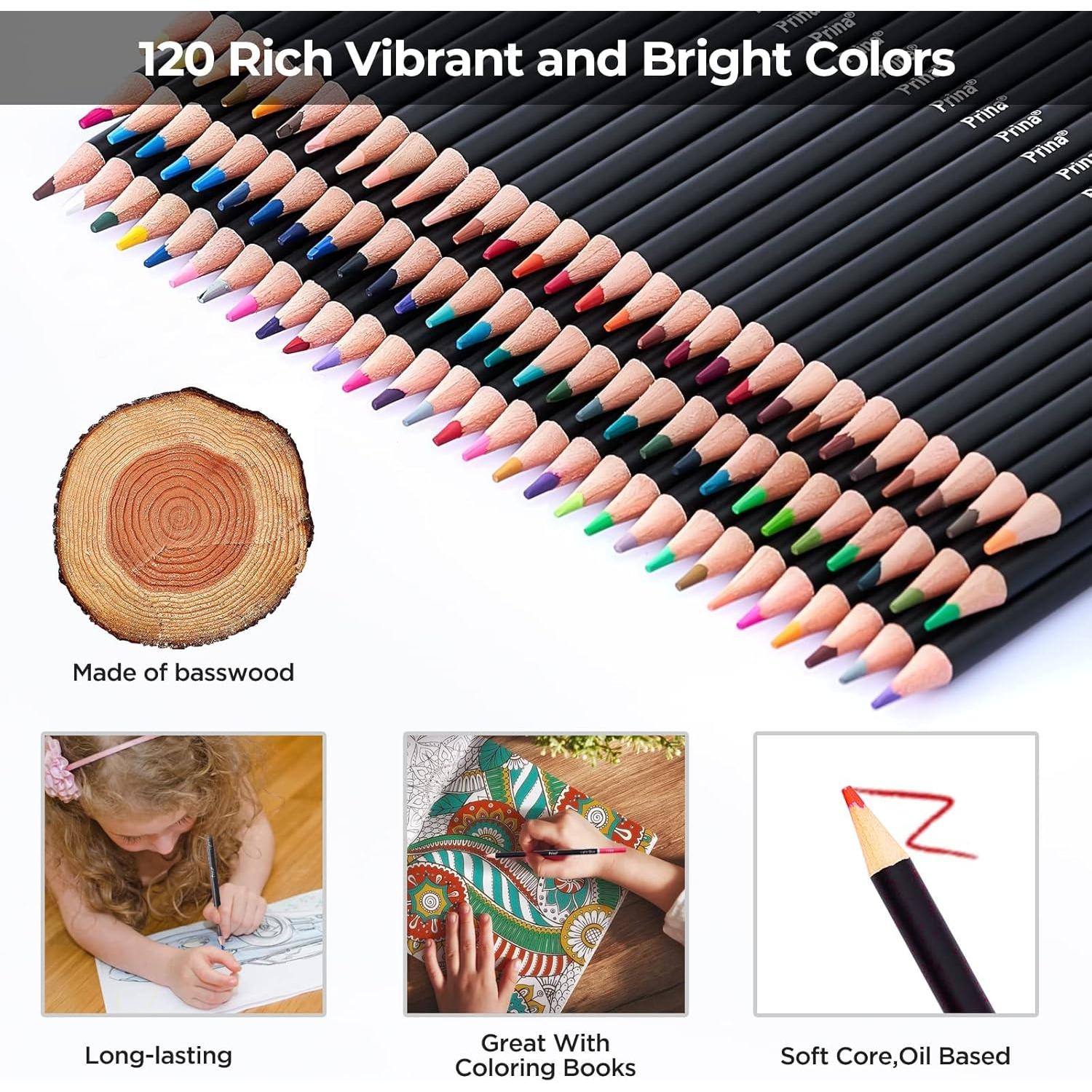 Conjunto de Lápices de Colores PRINA 120 Colores y Bloc de Dibujo