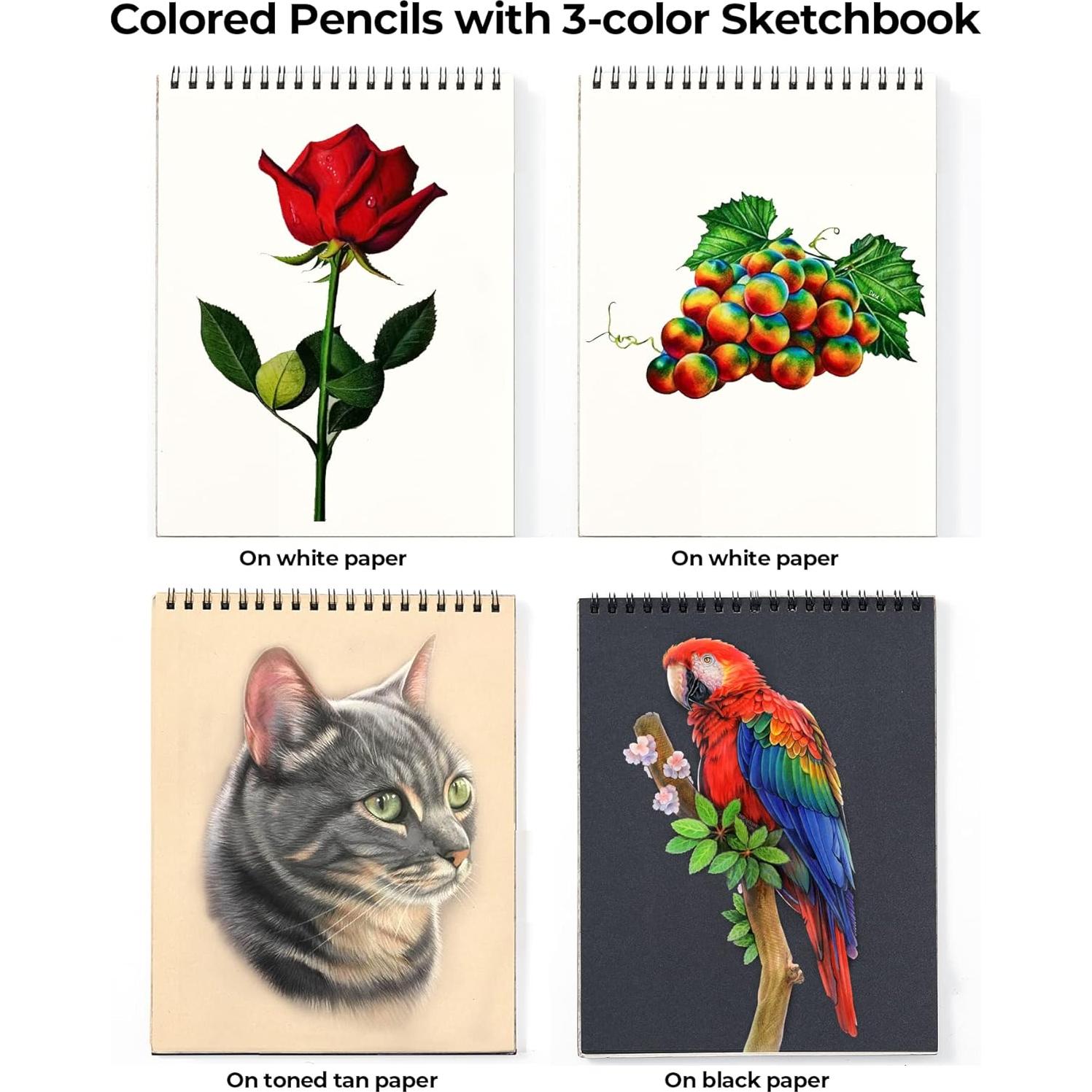 Conjunto de Lápices de Colores PRINA 120 Colores y Bloc de Dibujo