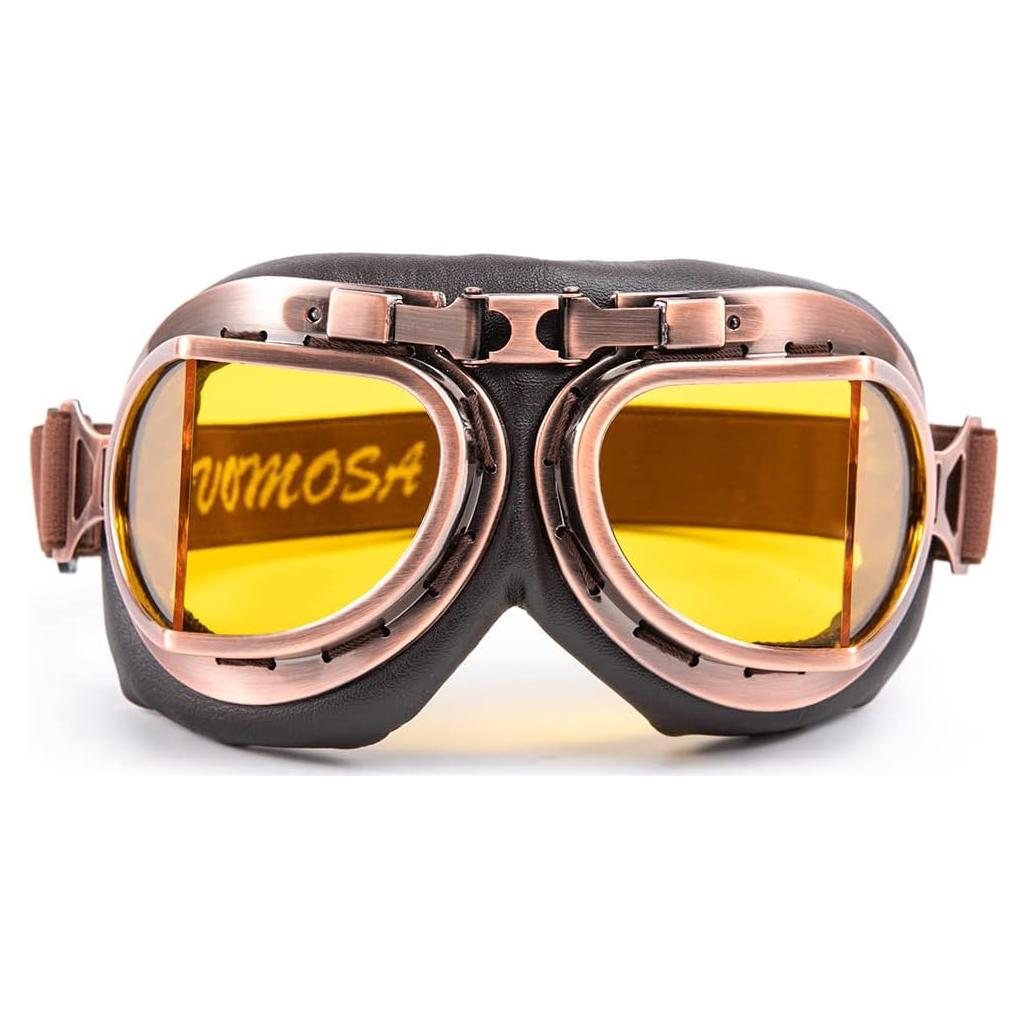 Gafas de motocicleta Evomosa MG55 vintage con lentes amarillos