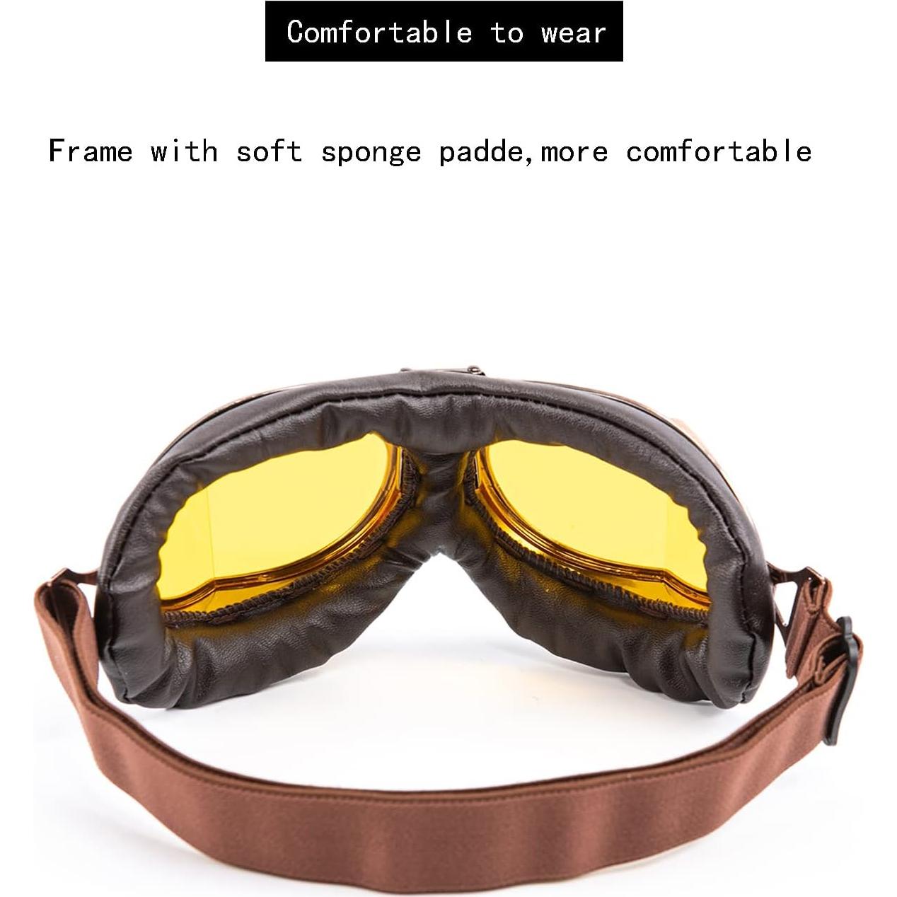 Gafas de motocicleta Evomosa MG55 vintage con lentes amarillos