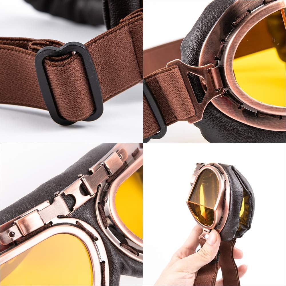 Gafas de motocicleta Evomosa MG55 vintage con lentes amarillos