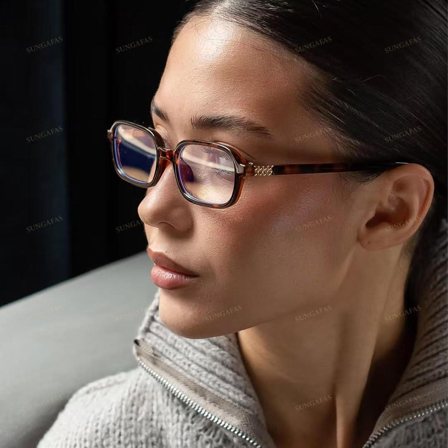 Gafas Rectangulares Retro Sungafas Bloqueo Luz Azul 15.5cm