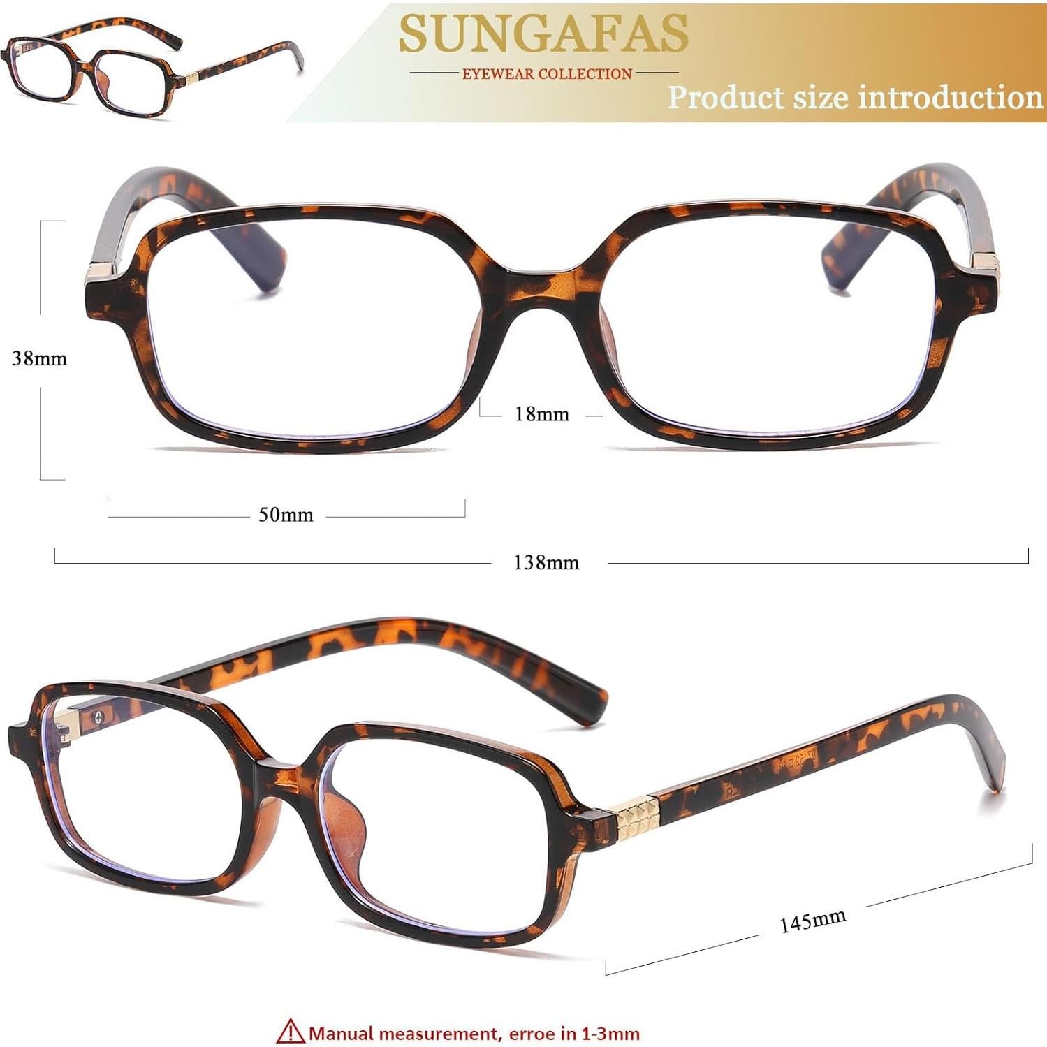 Gafas Rectangulares Retro Sungafas Bloqueo Luz Azul 15.5cm