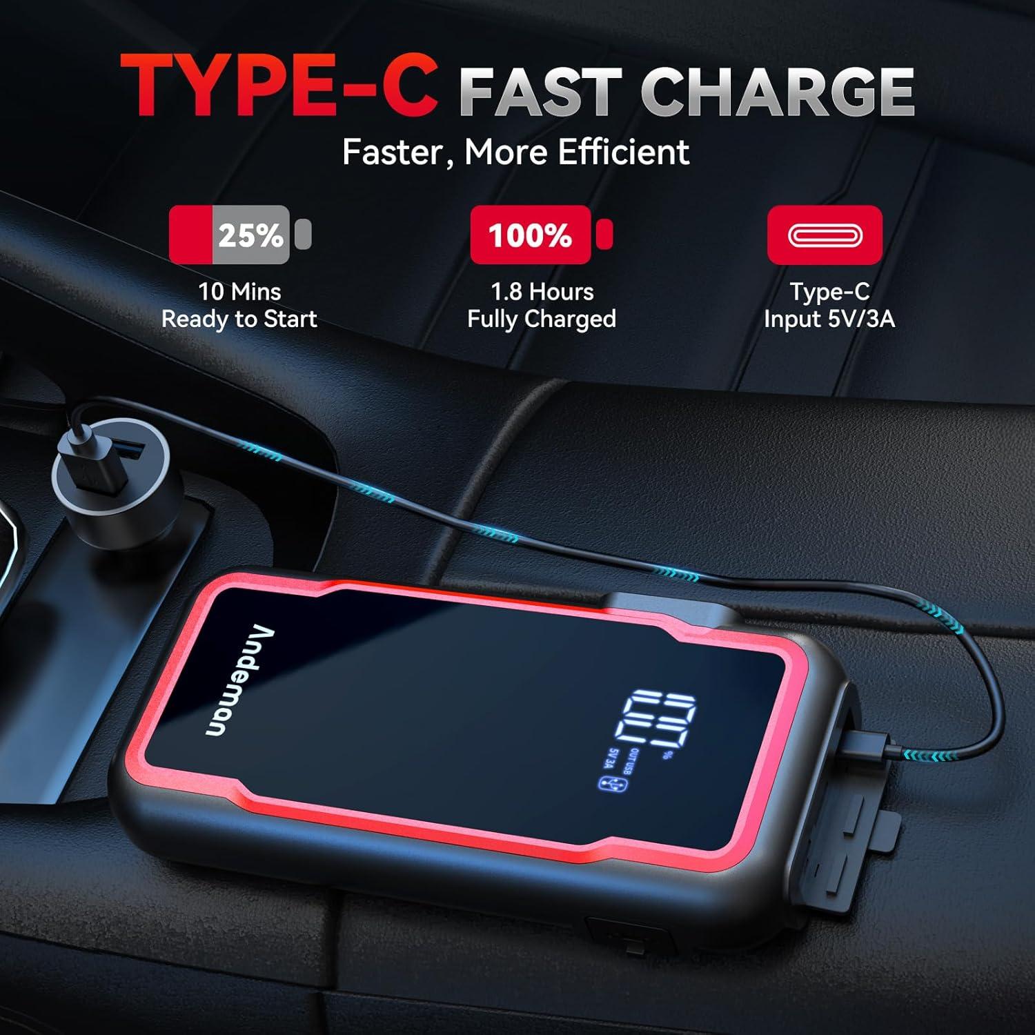 Arrancador de Coche Andeman Epower-155 Pro 3000A 20000mAh