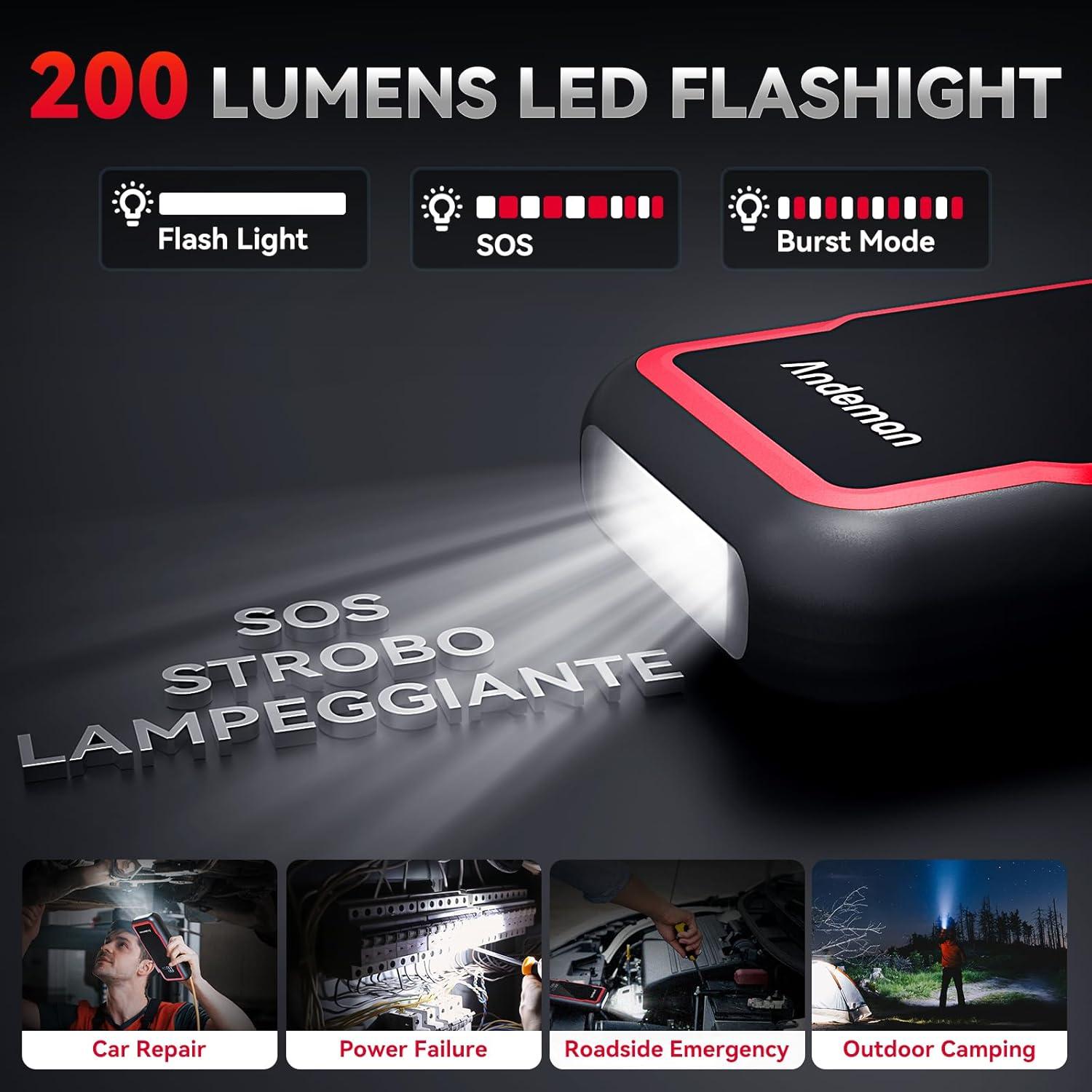 Arrancador de Coche Andeman Epower-155 Pro 3000A 20000mAh