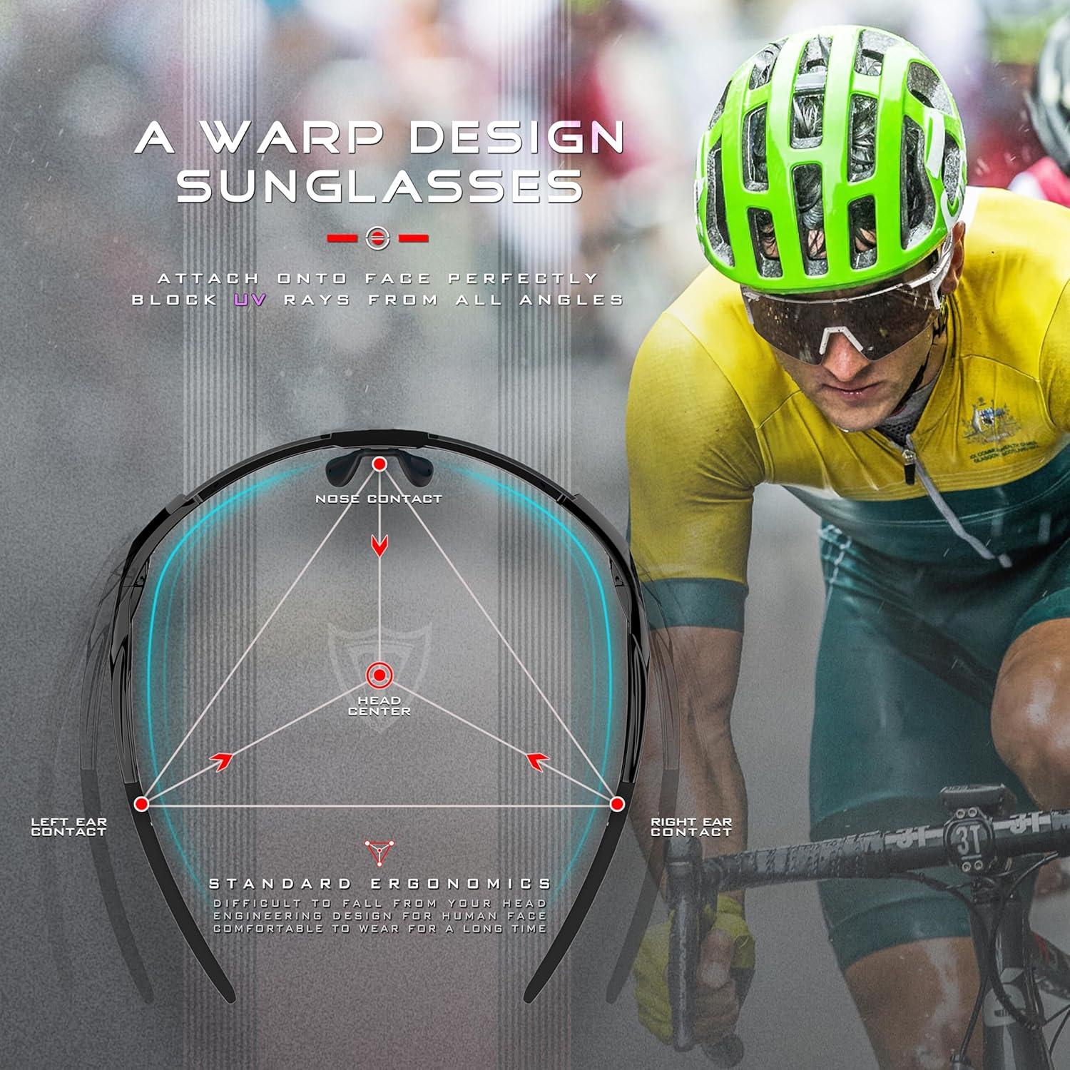 Gafas de sol ATTCL para ciclismo UV400, diseño ergonómico
