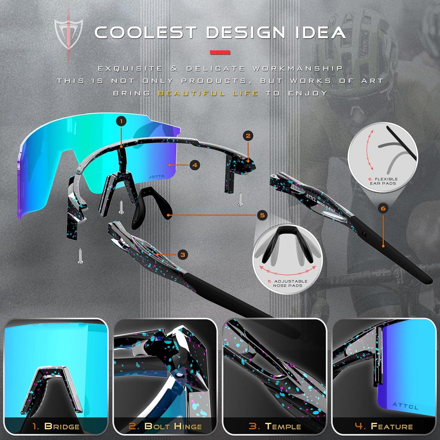 Gafas de sol ATTCL para ciclismo UV400, diseño ergonómico