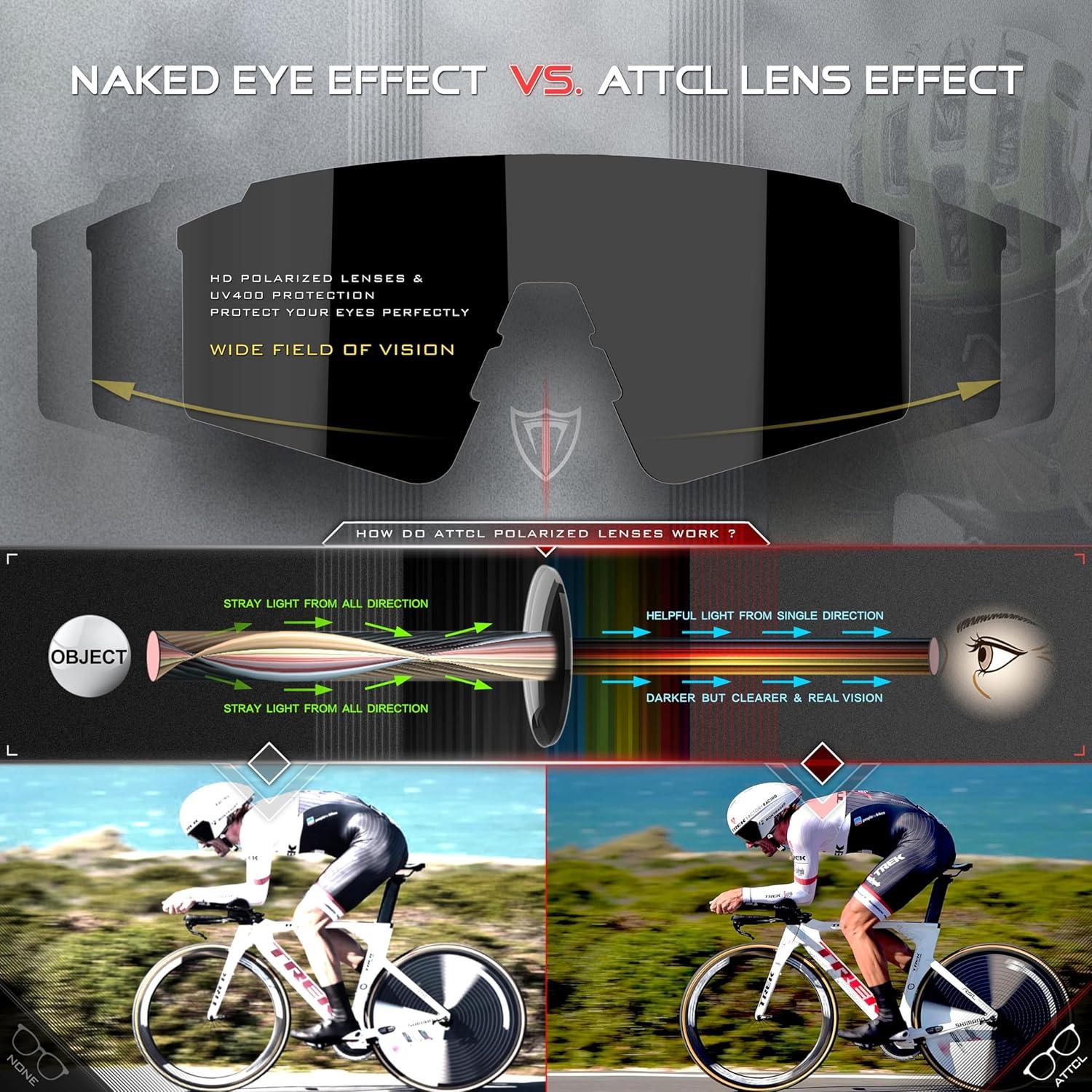 Gafas de sol ATTCL para ciclismo UV400, diseño ergonómico