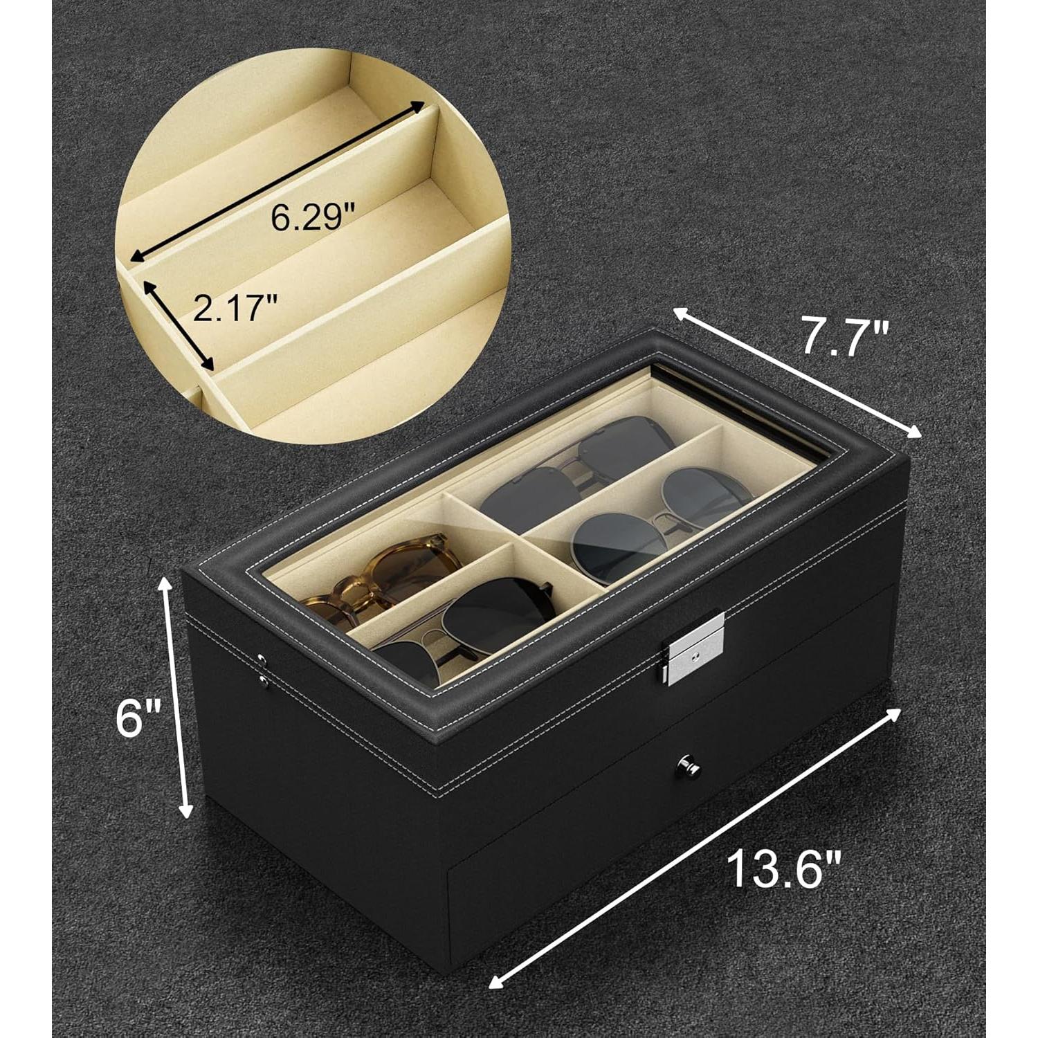 Organizador de Gafas Marca X 12 Ranuras Estuche Duro Negro