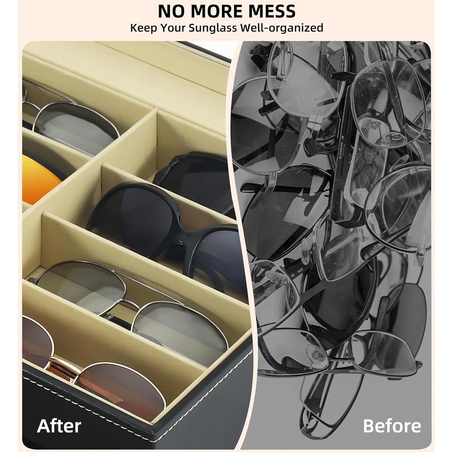 Organizador de Gafas Estuche Duro 16 Ranuras Negro