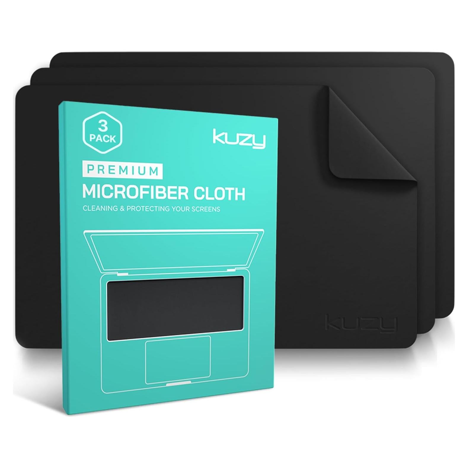 Paquete de 3 Paños Microfibra Kuzy - Grande Reutilizable Negro