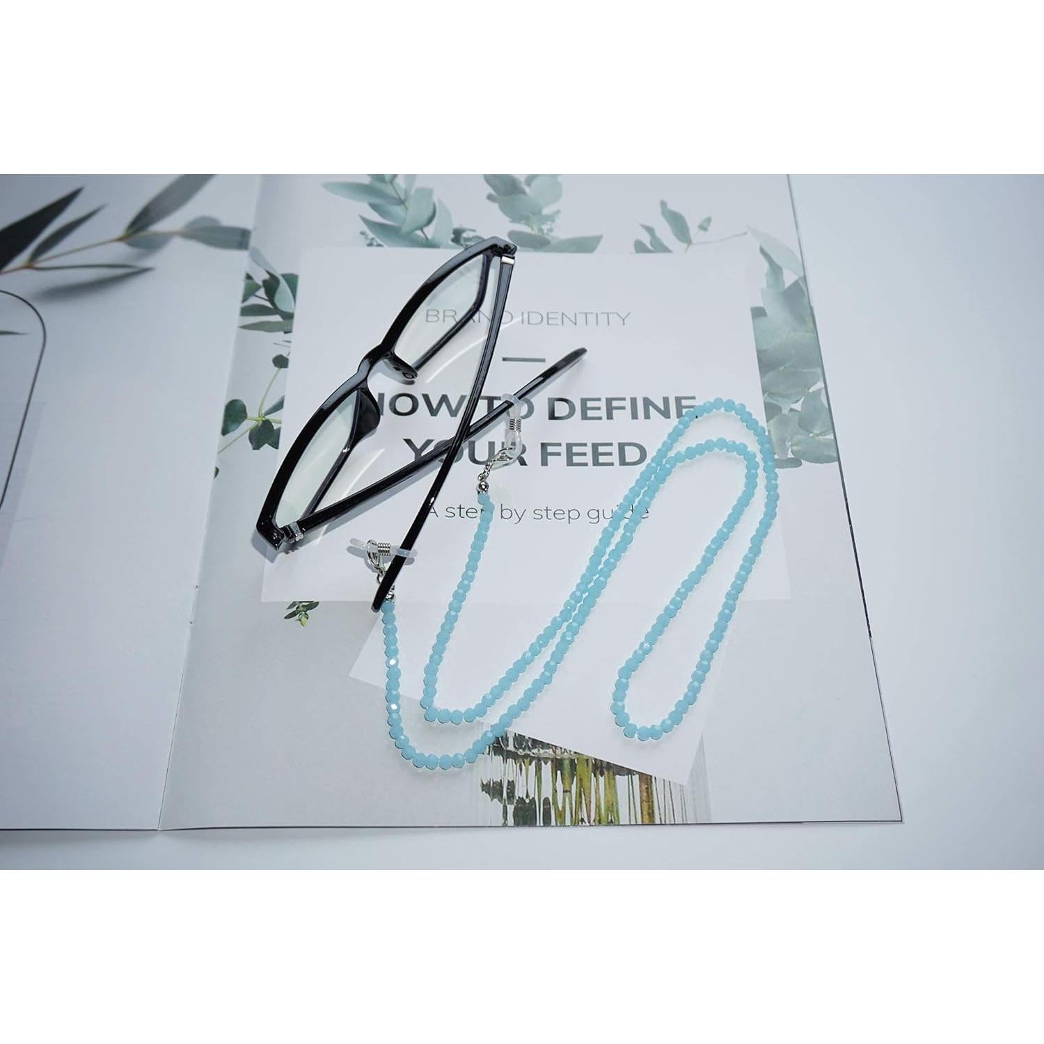 Cadena de Gafas de Cristal Azul para Mujeres 75 cm