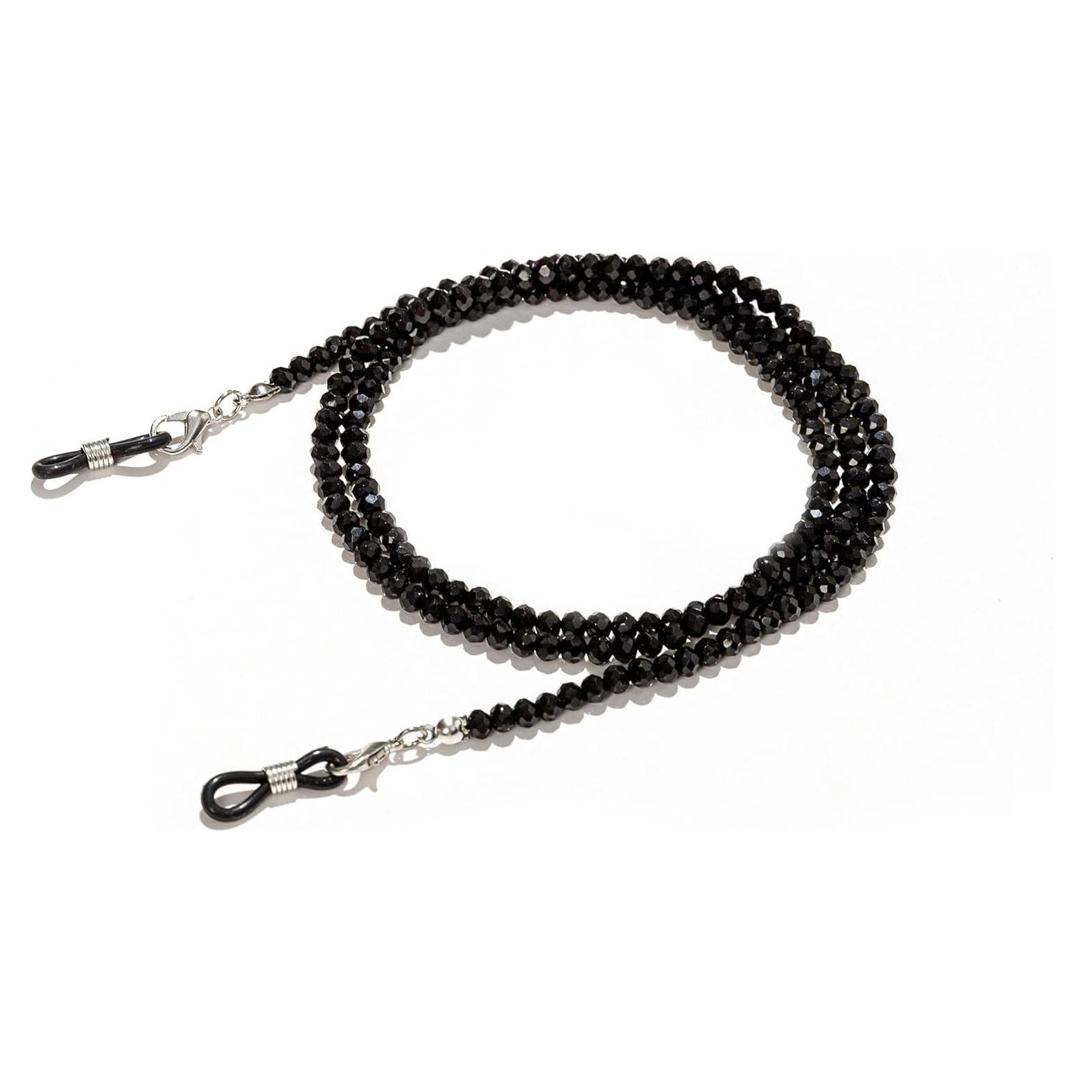 Cadena de Gafas de Cristal Negro para Mujeres 75cm