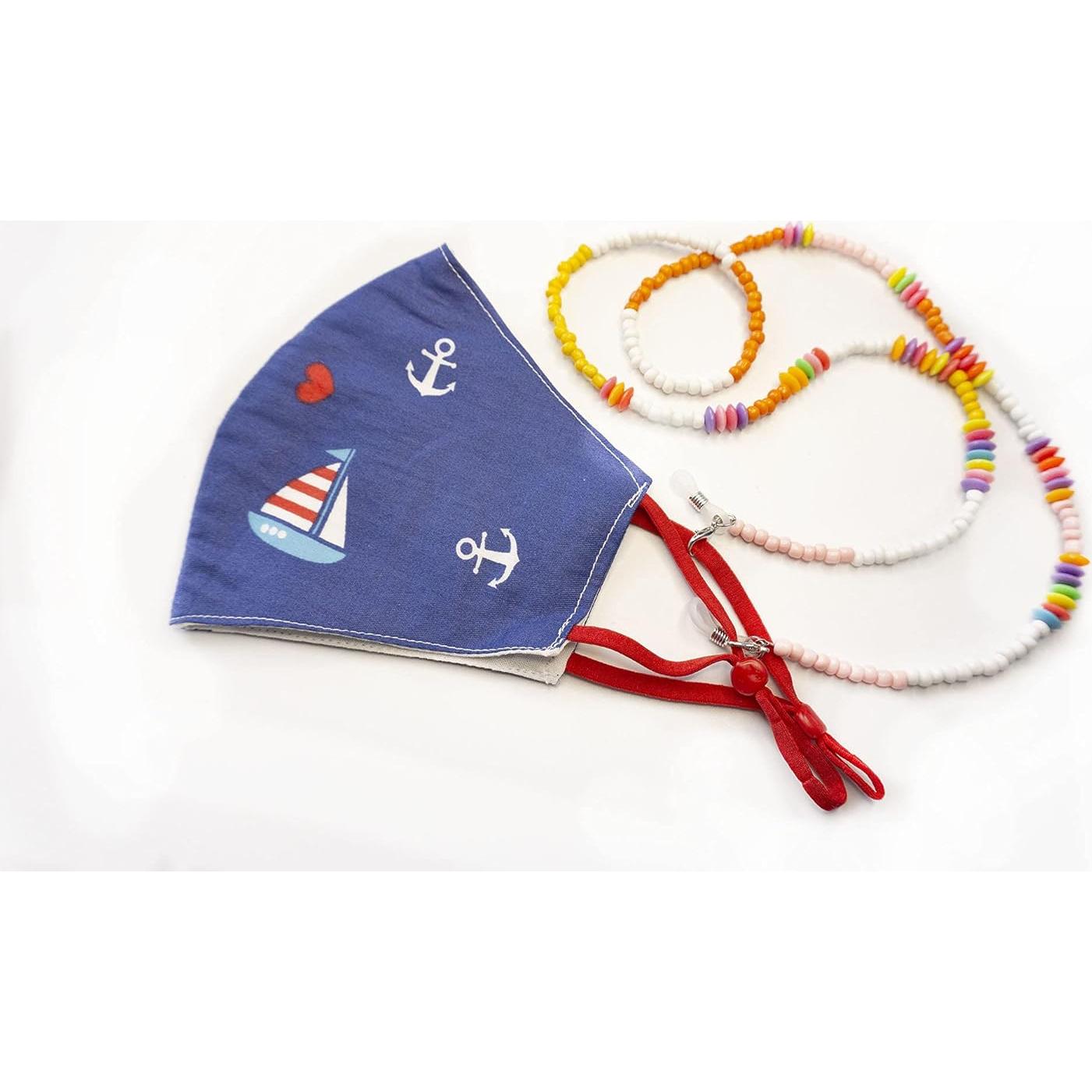 Cadena de Gafas de Sol para Mujeres con Cuentas Blancas y Rosas