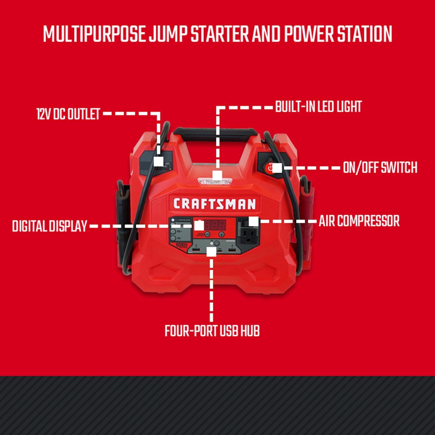 CRAFTSMAN Arrancador de Salto 1200A 12V y Estación Energía