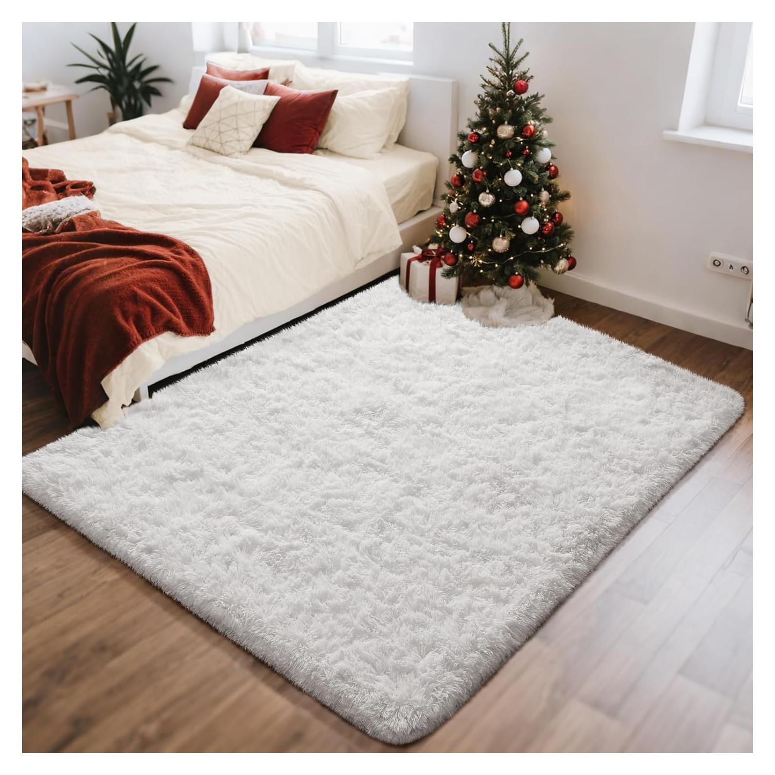 Alfombra de Área Ophanie 4x6 Blanco Suave y Antideslizante