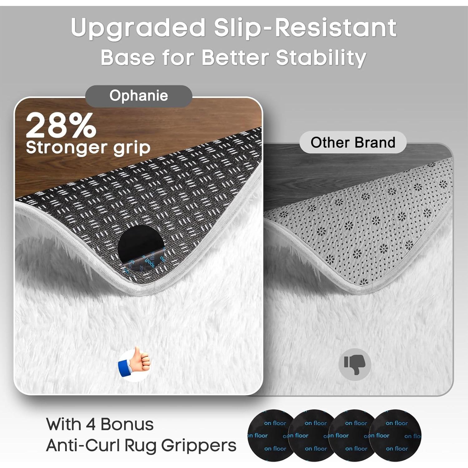 Alfombra de Área Ophanie 4x6 Blanco Suave y Antideslizante