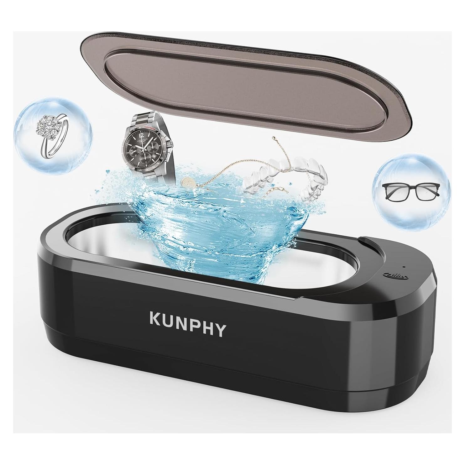 Limpiador Ultrasónico de Joyas Kunphy 350ml 46KHz Negro