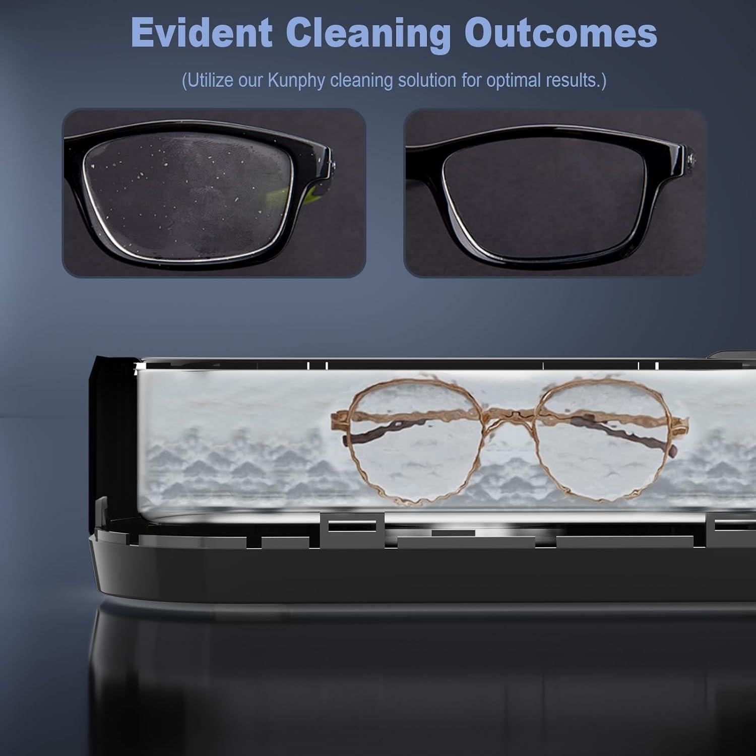 Limpiador Ultrasónico de Joyas Kunphy 350ml 46KHz Negro