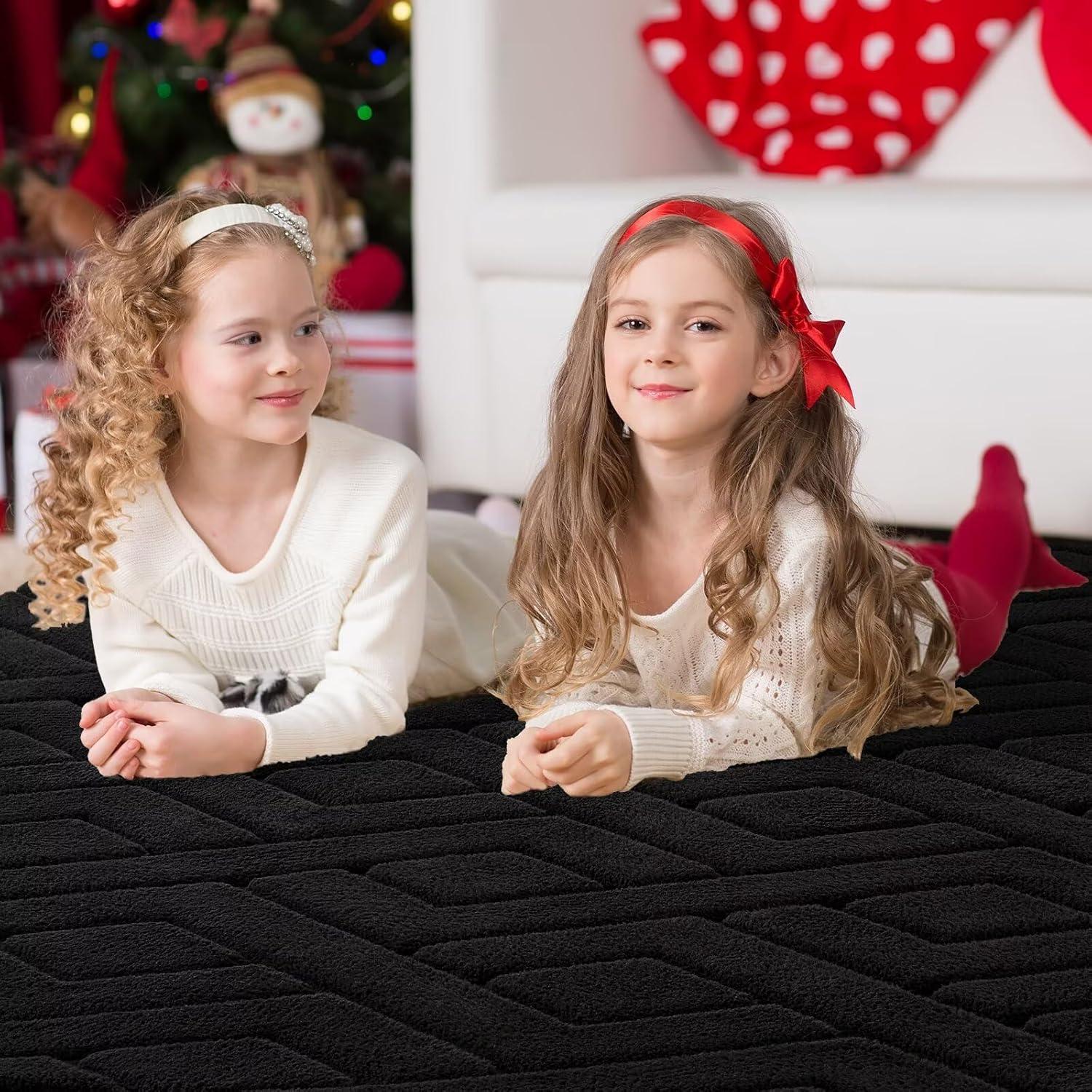 Alfombra de área Flagover negra 182x121 cm moderna antideslizante