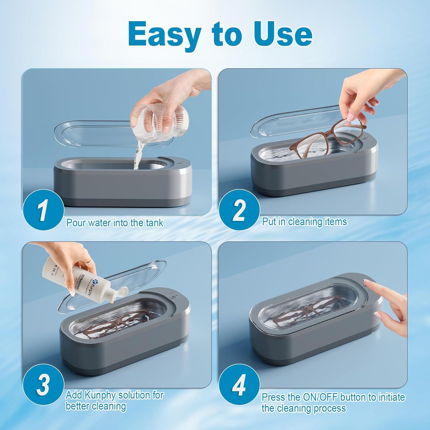 Limpiador Ultrasónico KUNPHY 350ml 46KHz Joyas y Gafas