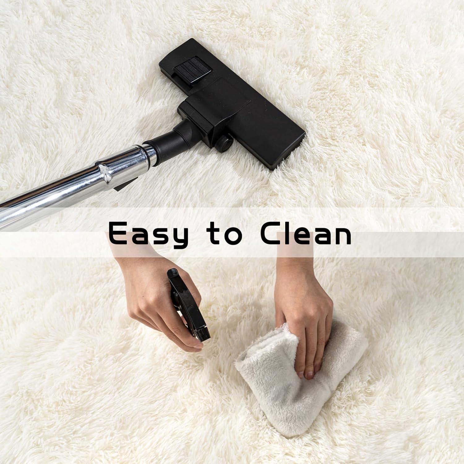 Alfombra Grande Pionblank 3.05x4.27m Suave Antideslizante Blanco Crema