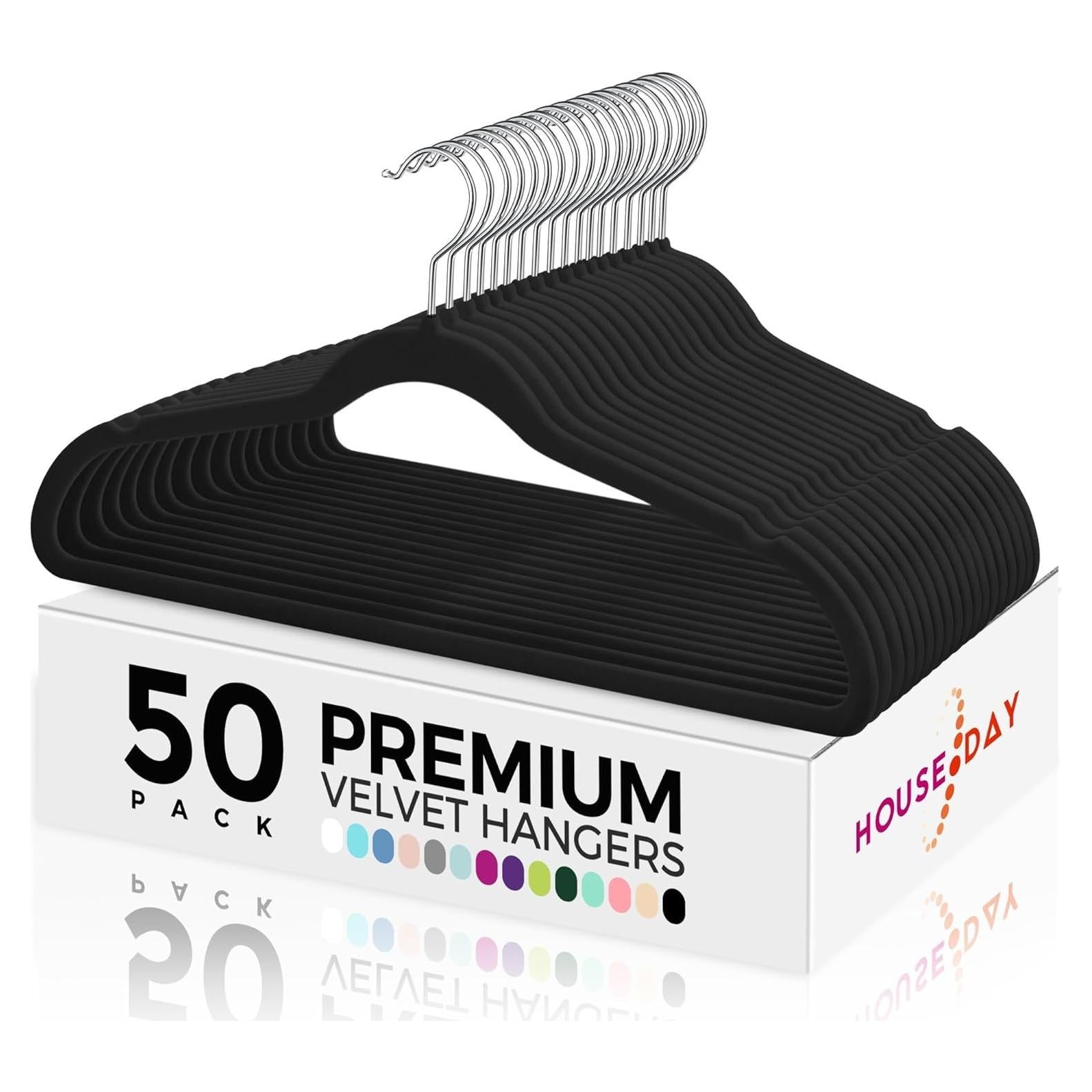Perchas de Terciopelo HOUSE DAY 50 Piezas Antideslizantes